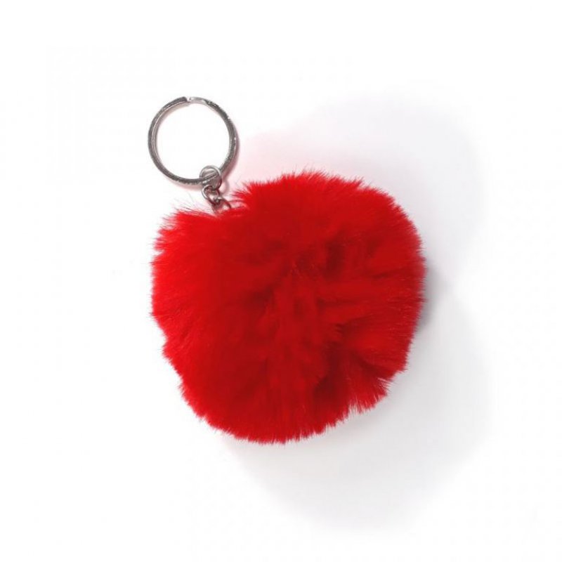 Přívěšek - chlupatá bambule červená