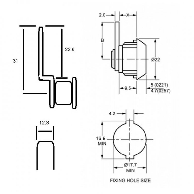 Zámek Euro-Locks 0221-0062 - rozměry