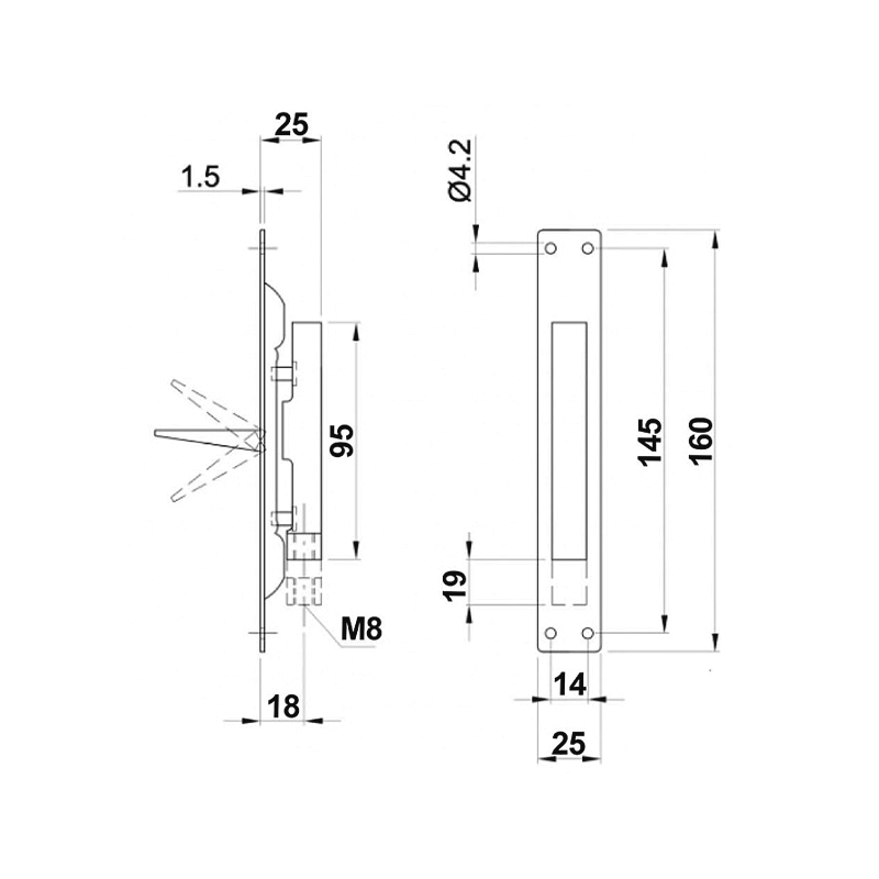 Dveřní zástrč- nákres