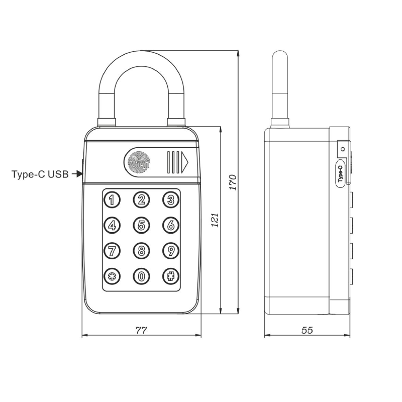 Key-box STAR Smart WP - rozměry