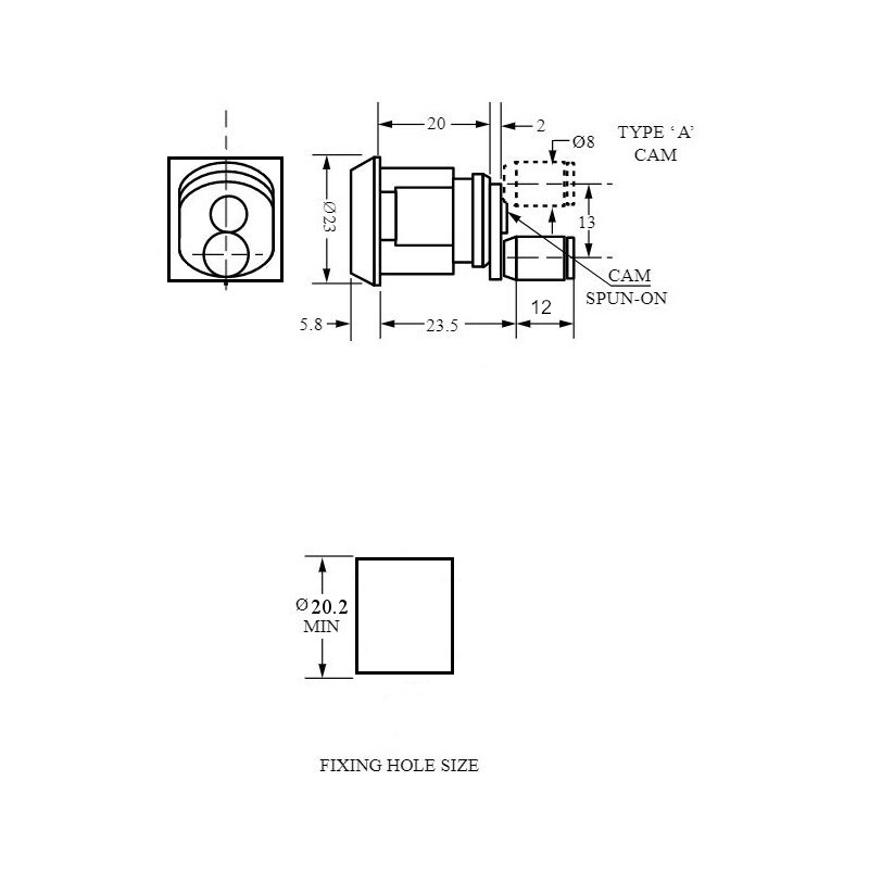 Zámek Euro-Locks 4210-0002 - technický nákres