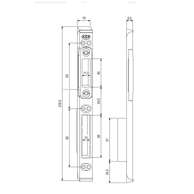 Protiplech AGB Sicurtop - pro střelku a závoru - rozměry