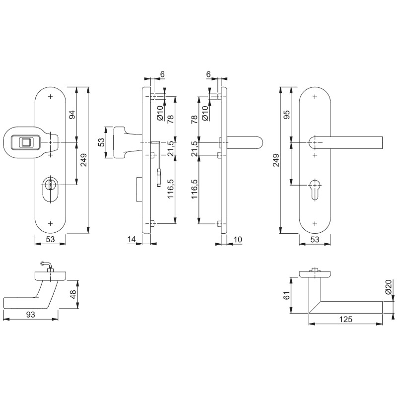 eMadlo FingerScan - rozměry