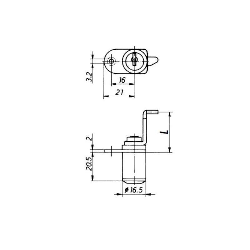 Nábytkový zámek 13010 EH - rozměry