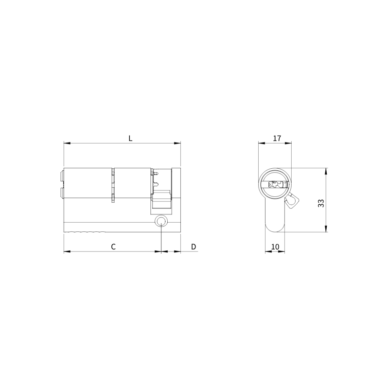 Oboustranná vložka R ME - nákres s rozměry