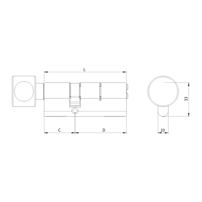 Vložka s knoflíkem R ME - nákres s rozměry