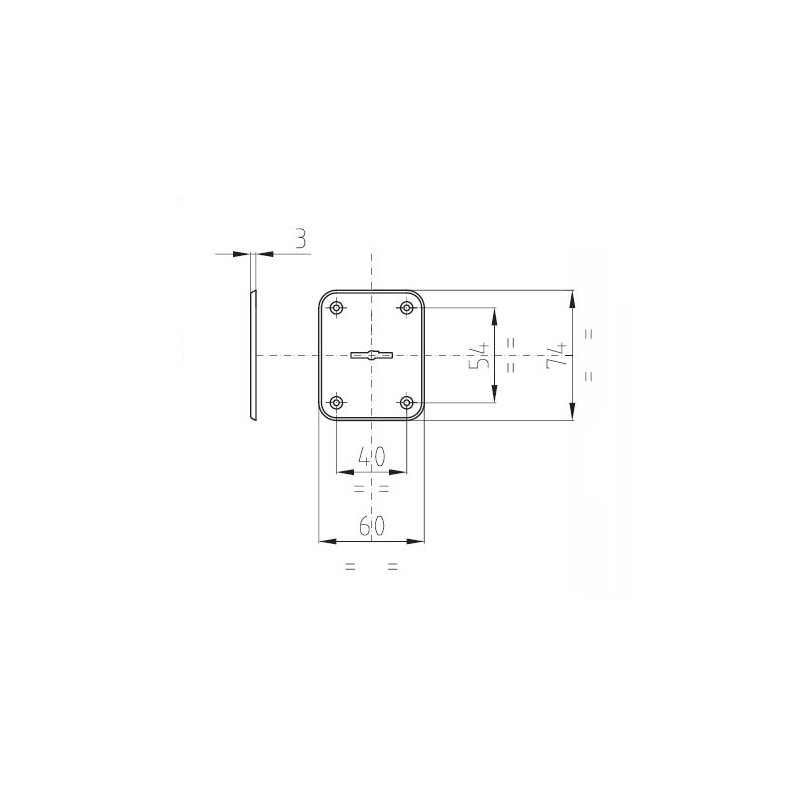 Rozeta pro trezorový klíč ATRA - rovná - rozměry