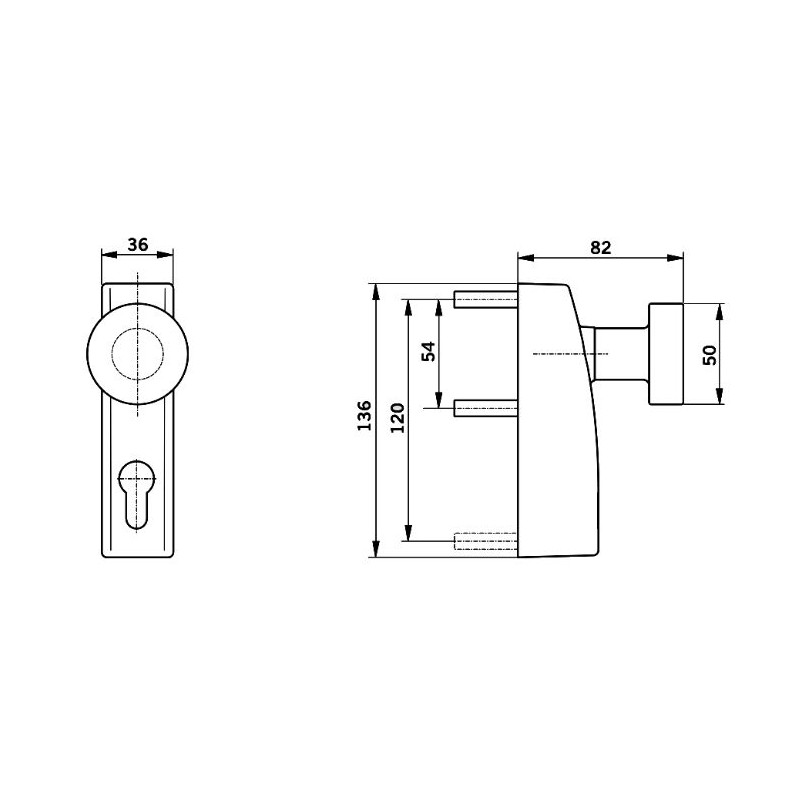 Vnější kování PHT 06 - rozměry