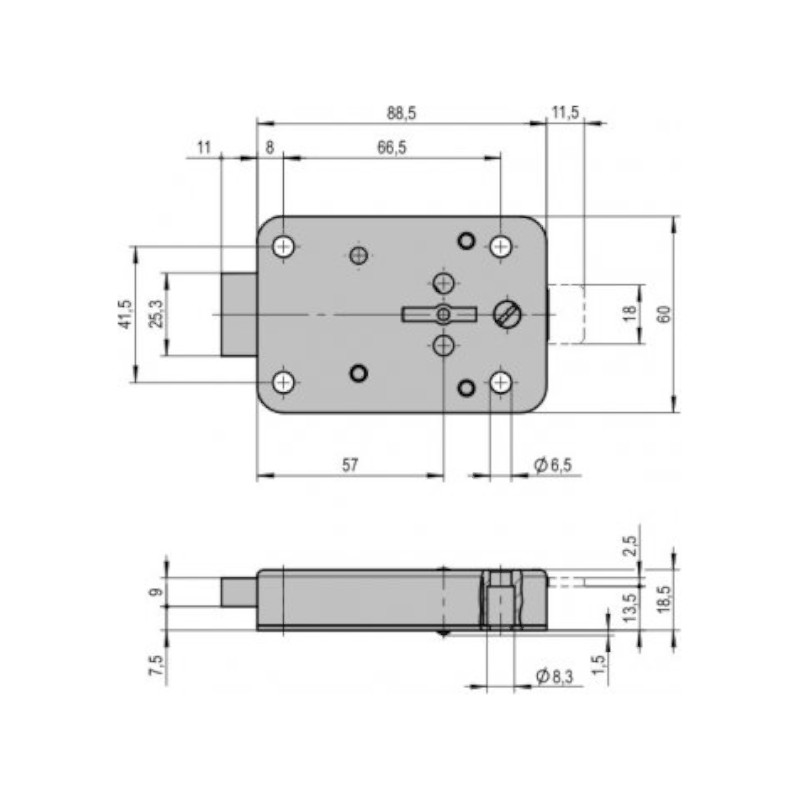 Trezorový zámek STUV 4.19.92 - rozměry
