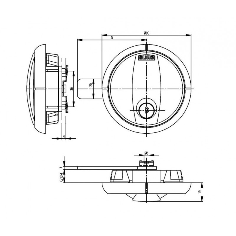 Zámek GSD813F - nákres