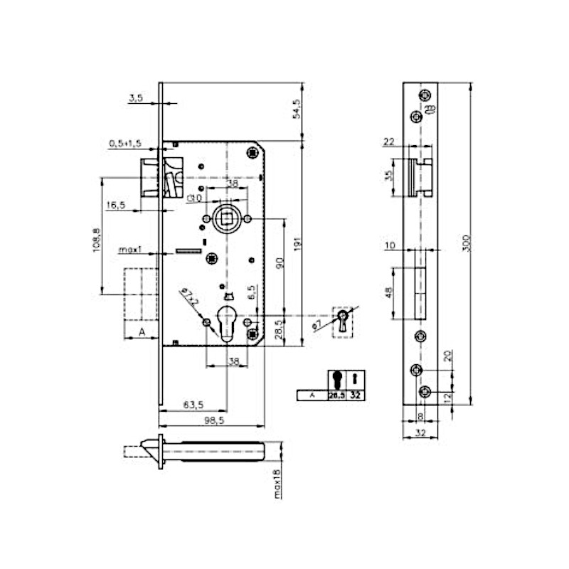 Vratový zámek - nákres